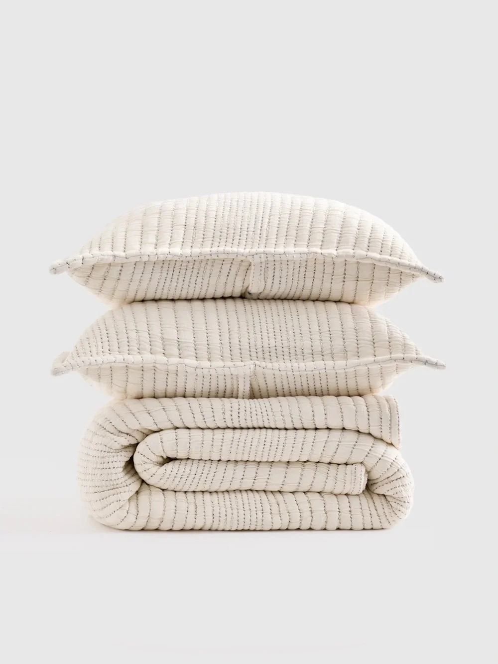 New Quince Organic Cotton Channel Stitch Coverlet Full/Queen Color Undyed